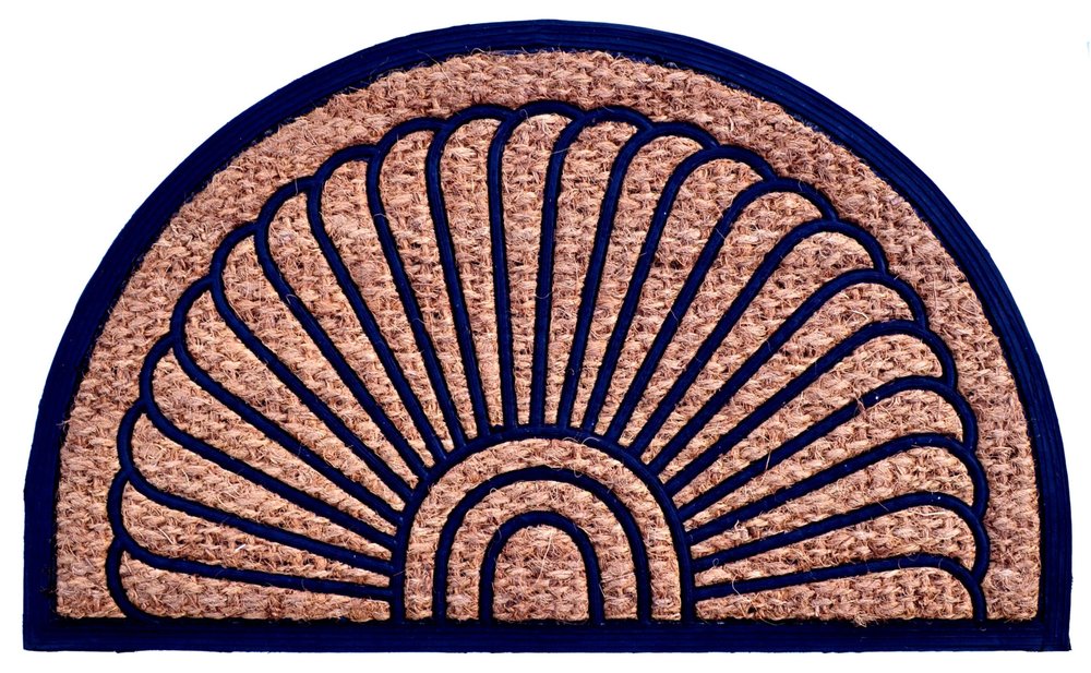 18" X 30" Brown and Black Rubber Geometric Outdoor Semi Circle Door Mat HomeRoots