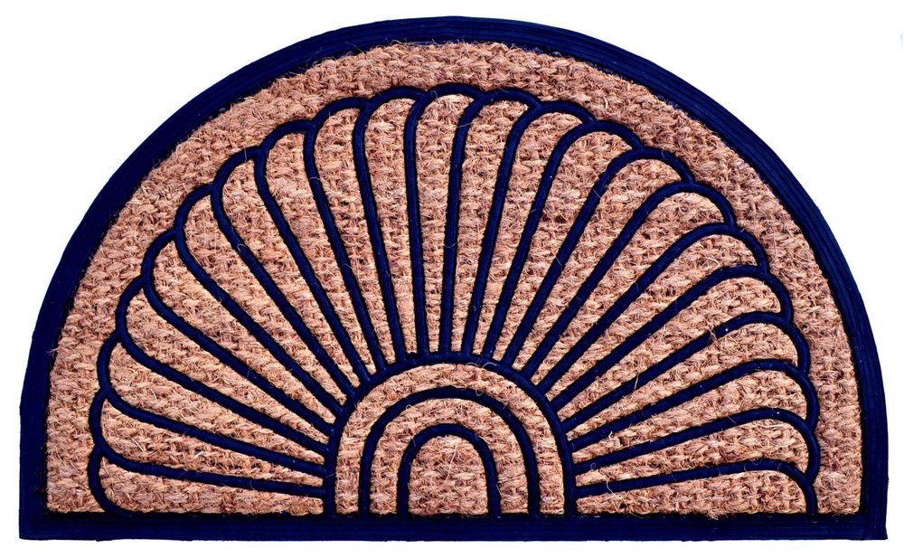 18" X 30" Brown and Black Rubber Geometric Outdoor Semi Circle Door Mat HomeRoots