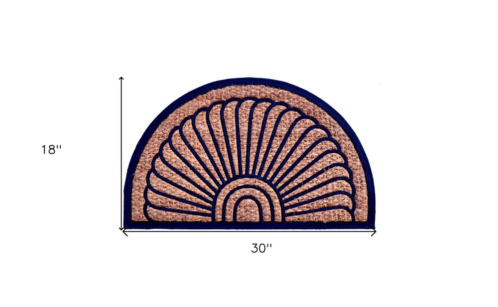 18" X 30" Brown and Black Rubber Geometric Outdoor Semi Circle Door Mat HomeRoots