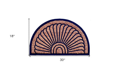 18" X 30" Brown and Black Rubber Geometric Outdoor Semi Circle Door Mat HomeRoots