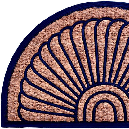 18" X 30" Brown and Black Rubber Geometric Outdoor Semi Circle Door Mat HomeRoots