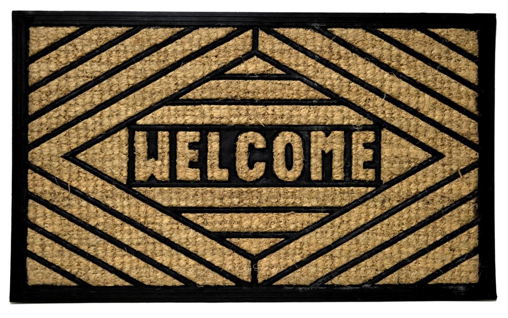 18" X 30" Brown and Black Rubber Welcome Outdoor Door Mat — view 1