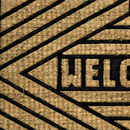 18" X 30" Brown and Black Rubber Welcome Outdoor Door Mat HomeRoots