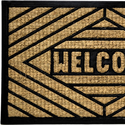 18" X 30" Brown and Black Rubber Welcome Outdoor Door Mat HomeRoots