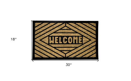 18" X 30" Brown and Black Rubber Welcome Outdoor Door Mat HomeRoots