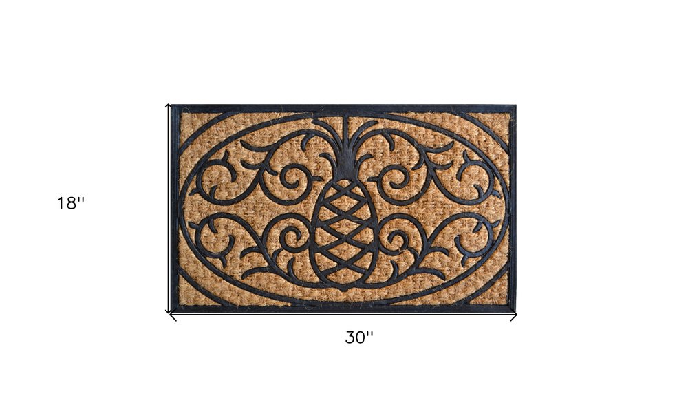 18" X 30" Brown and Black Rubber Pineapple Outdoor Door Mat HomeRoots