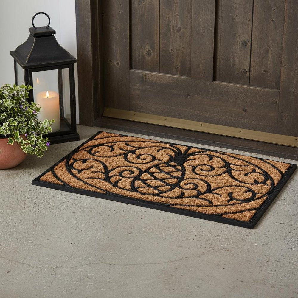 18" X 30" Brown and Black Rubber Pineapple Outdoor Door Mat HomeRoots