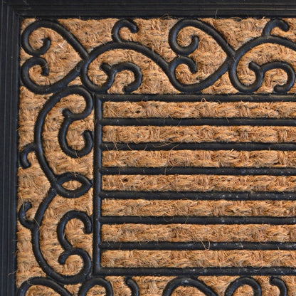 18" X 30" Brown and Black Rubber Scrollwork Outdoor Door Mat HomeRoots