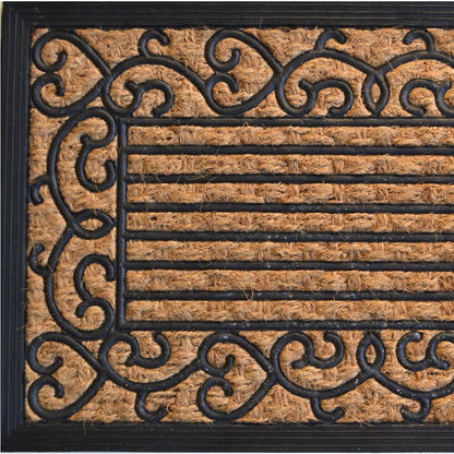 18" X 30" Brown and Black Rubber Scrollwork Outdoor Door Mat HomeRoots