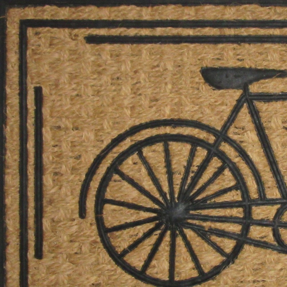 18" X 30" Brown and Black Rubber And Coir Bicycle Outdoor Door Mat HomeRoots