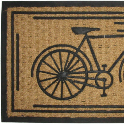 18" X 30" Brown and Black Rubber And Coir Bicycle Outdoor Door Mat HomeRoots