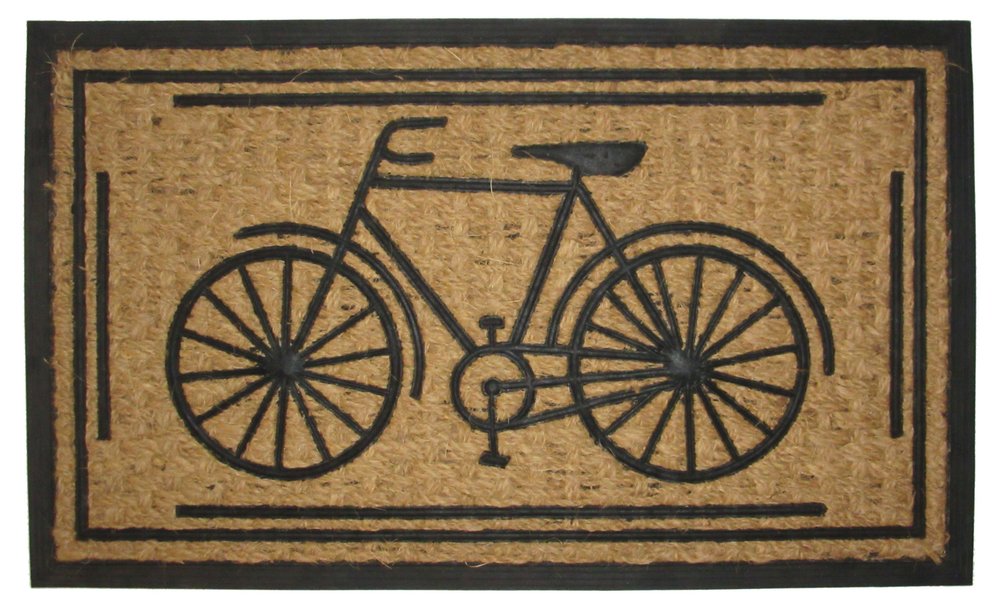18" X 30" Brown and Black Rubber And Coir Bicycle Outdoor Door Mat HomeRoots