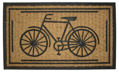 18" X 30" Brown and Black Rubber And Coir Bicycle Outdoor Door Mat HomeRoots