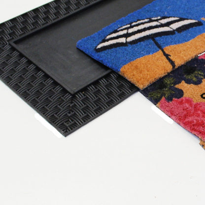18" X 30" Brown And Black Spring Summer Outdoor Rubber And Coir Door Mat With Insert HomeRoots
