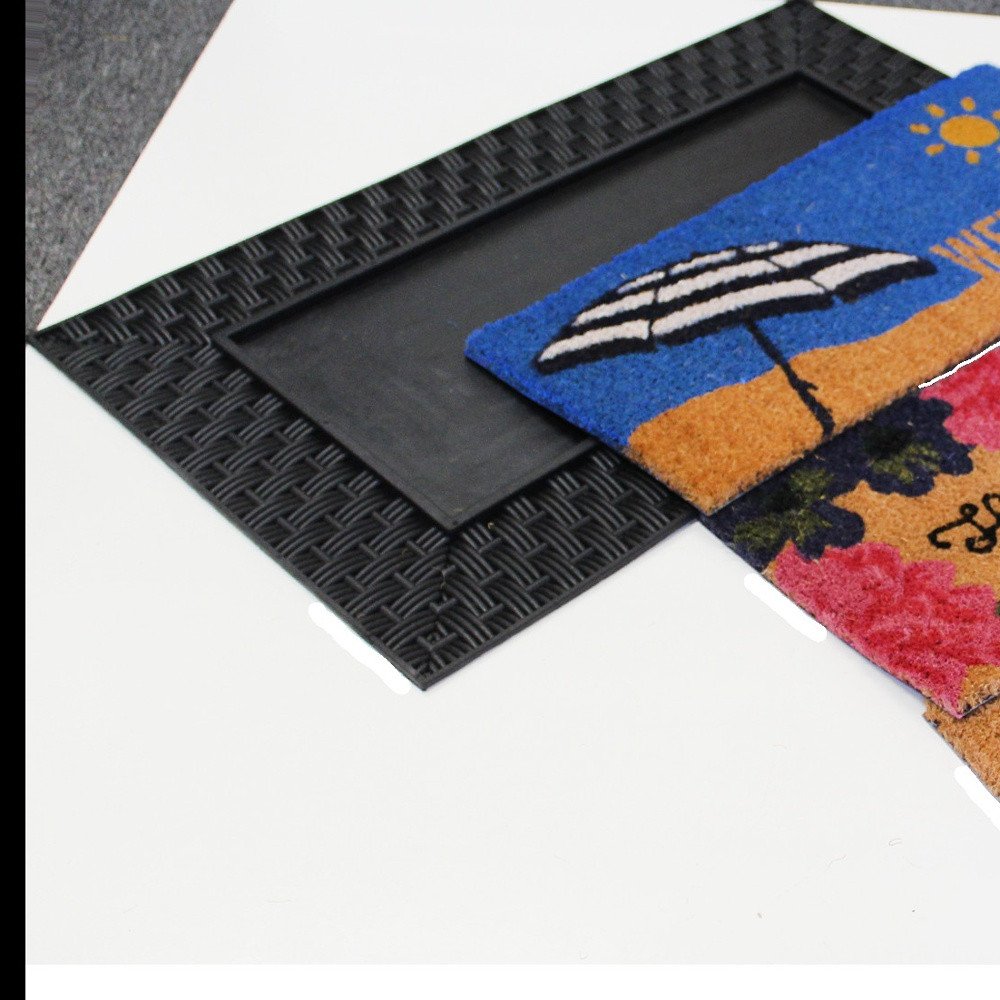 18" X 30" Brown And Black Spring Summer Outdoor Rubber And Coir Door Mat With Insert HomeRoots