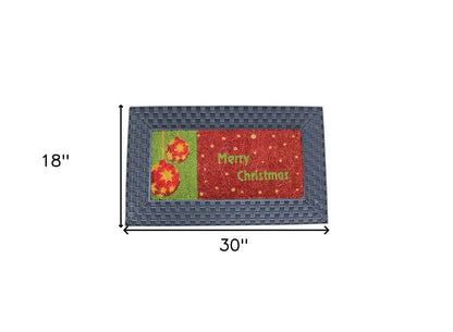 18" X 30" Brown And Red Christmas Holiday Merry Christmas Outdoor Rubber And Coir Door Mat With Insert HomeRoots