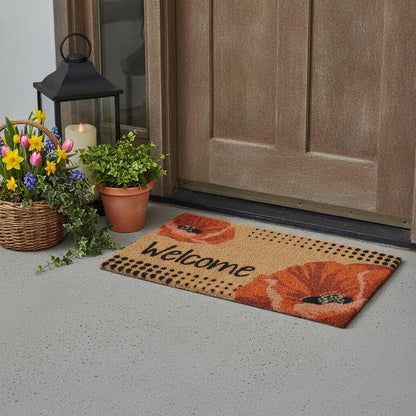 18" X 30" Brown And Red Christmas Holiday Merry Christmas Outdoor Rubber And Coir Door Mat With Insert HomeRoots