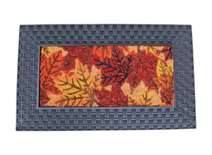 18" X 30" Brown And Red Christmas Holiday Merry Christmas Outdoor Rubber And Coir Door Mat With Insert HomeRoots