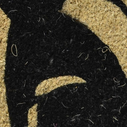 18" X 30" Beige and Black Coir Cat Outdoor Door Mat HomeRoots