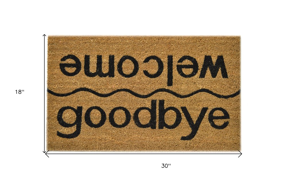 18" X 30" Brown and Black Coir Welcome Good Bye Outdoor Door Mat HomeRoots