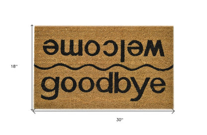 18" X 30" Brown and Black Coir Welcome Good Bye Outdoor Door Mat HomeRoots