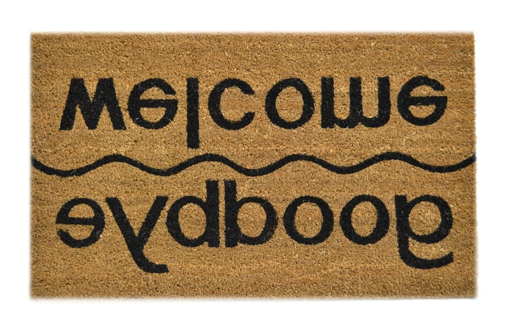 18" X 30" Brown and Black Coir Welcome Good Bye Outdoor Door Mat HomeRoots