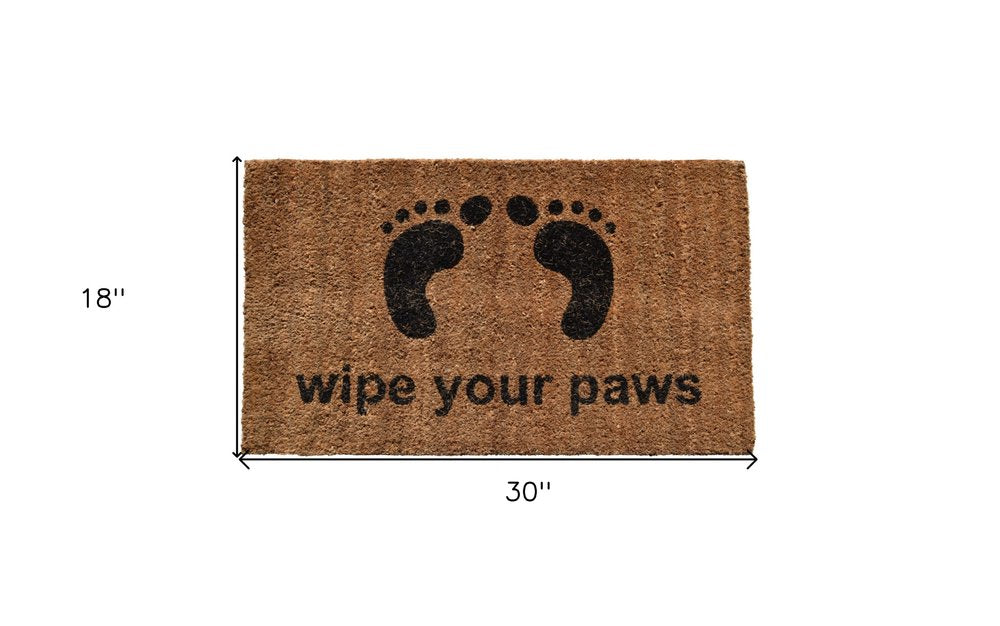 18" X 30" Brown and Black Coir Wipe Your Paws Outdoor Door Mat HomeRoots