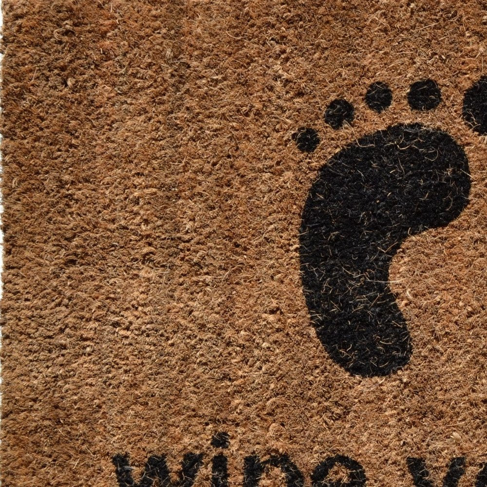 18" X 30" Brown and Black Coir Wipe Your Paws Outdoor Door Mat HomeRoots