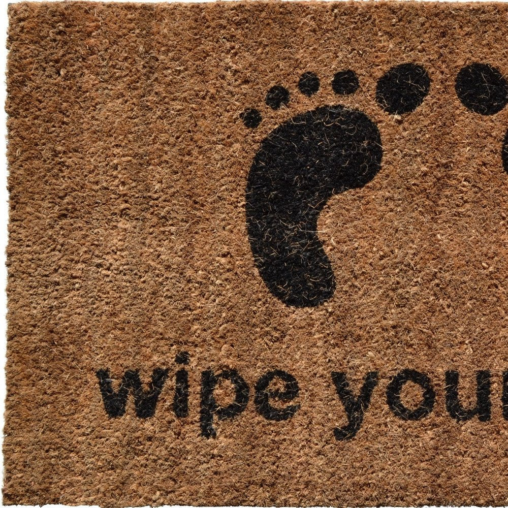 18" X 30" Brown and Black Coir Wipe Your Paws Outdoor Door Mat HomeRoots