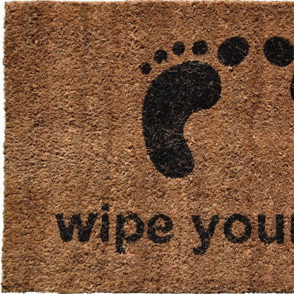 18" X 30" Brown and Black Coir Wipe Your Paws Outdoor Door Mat HomeRoots