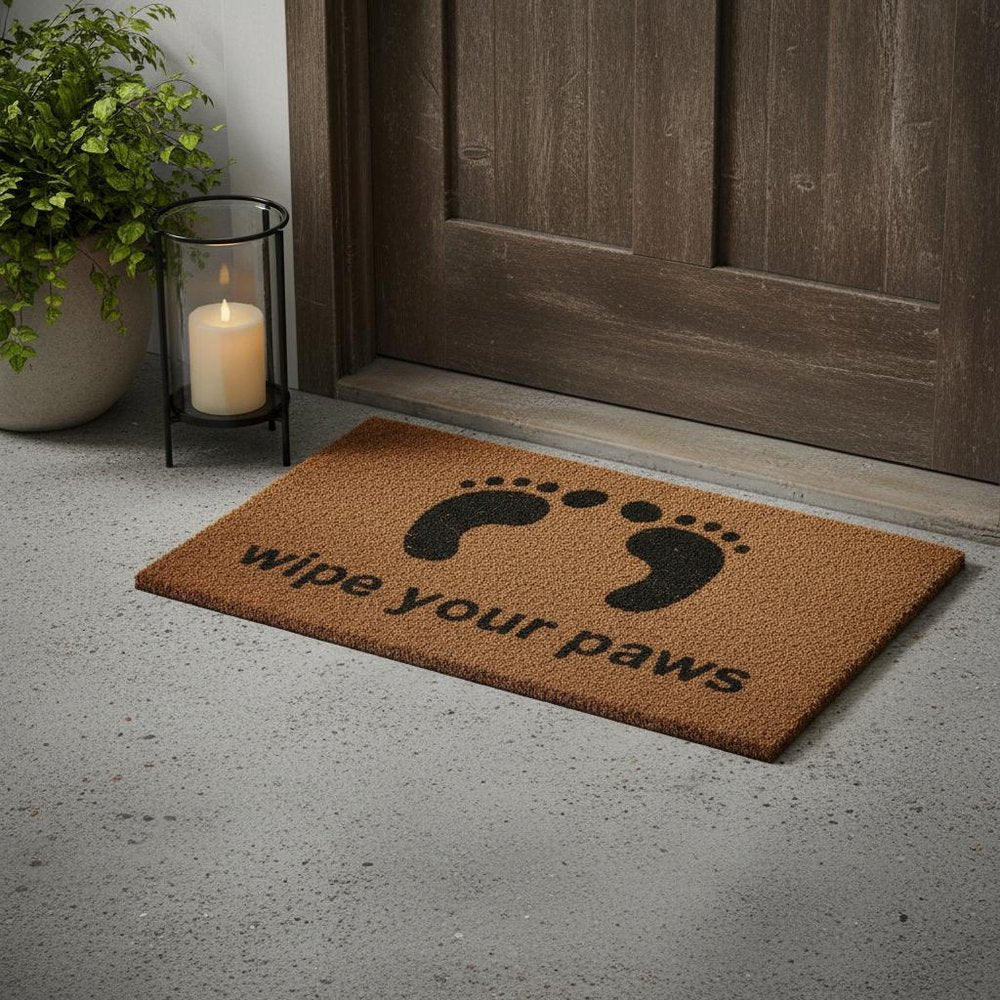 18" X 30" Brown and Black Coir Wipe Your Paws Outdoor Door Mat HomeRoots