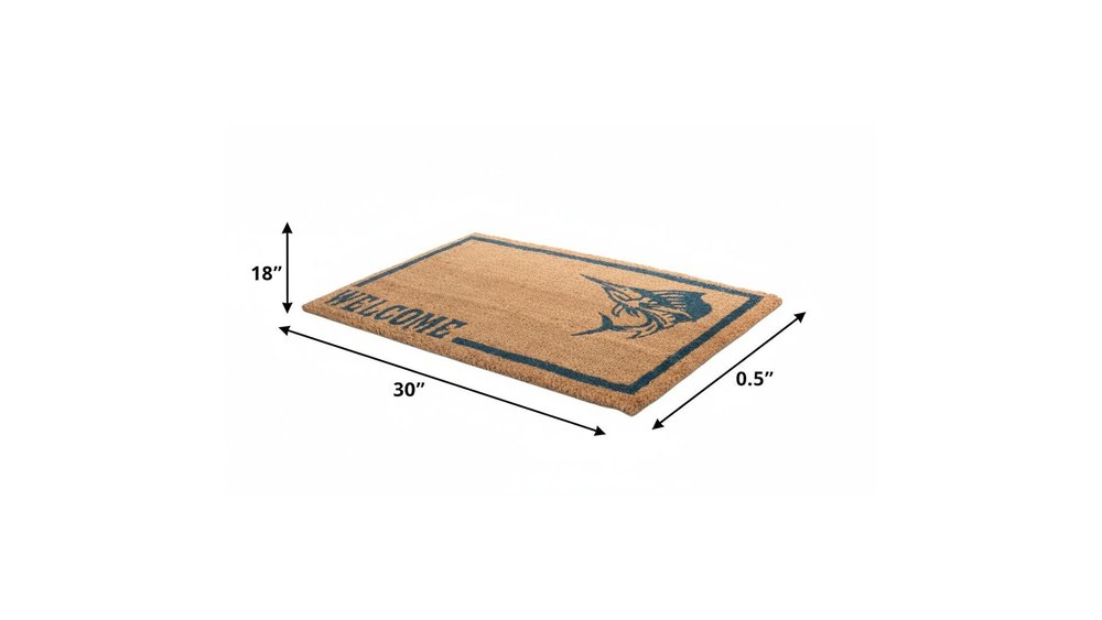 18" X 30" Brown and Black Coir Swordfish Welcome Outdoor Door Mat HomeRoots