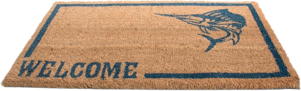 18" X 30" Brown and Black Coir Swordfish Welcome Outdoor Door Mat HomeRoots