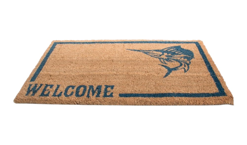 18" X 30" Brown and Black Coir Swordfish Welcome Outdoor Door Mat HomeRoots