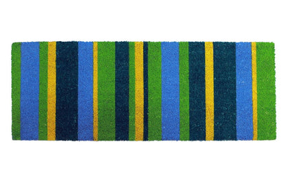 18" X 48" Green and Black Coir Striped Outdoor Door Mat HomeRoots