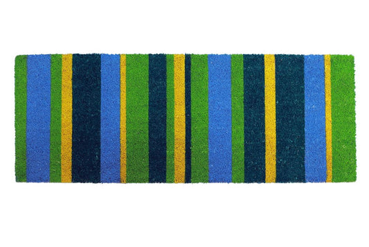 18" X 48" Green and Black Coir Striped Outdoor Door Mat HomeRoots
