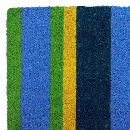 18" X 48" Green and Black Coir Striped Outdoor Door Mat HomeRoots