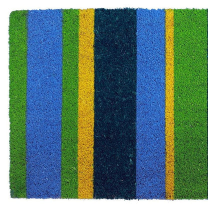 18" X 48" Green and Black Coir Striped Outdoor Door Mat HomeRoots