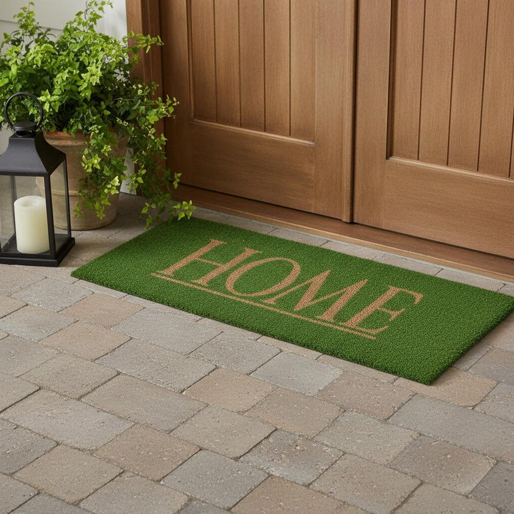 18" X 48" Green Coir Home Outdoor Door Mat HomeRoots