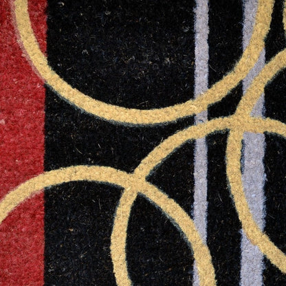 18" X 30" Black and Red Coir Striped Outdoor Door Mat HomeRoots