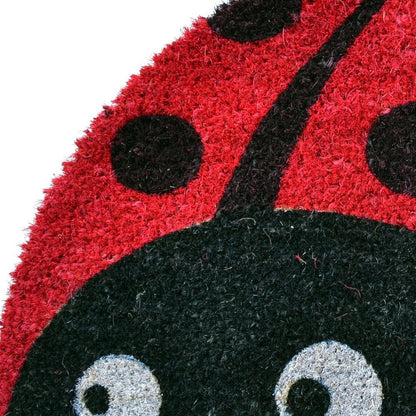 18" X 30" Black and Red Coir Ladybug Outdoor Semi Circle Door Mat HomeRoots