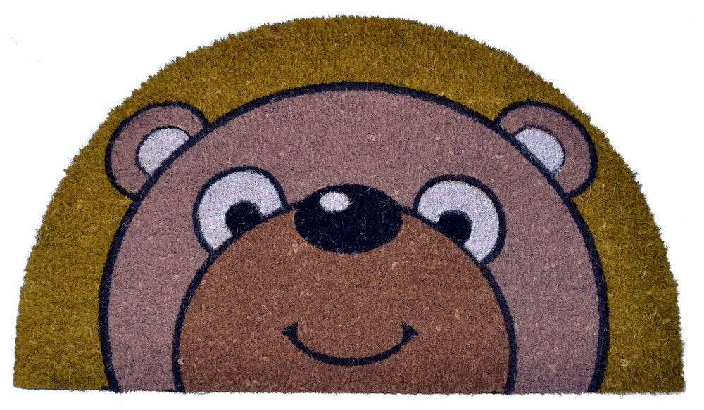18" X 30" Brown Coir Bear Outdoor Semi Circle Fall Door Mat HomeRoots