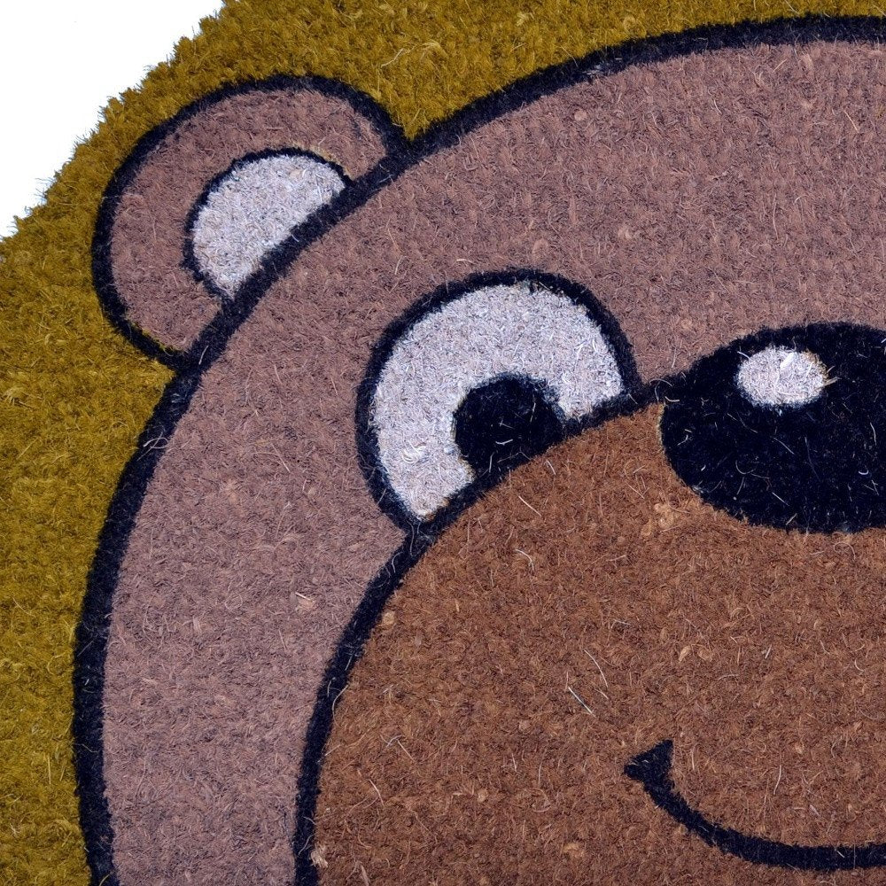 18" X 30" Brown Bear Semi Circle Outdoor Coir Door Mat HomeRoots