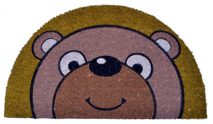 18" X 30" Brown Bear Semi Circle Outdoor Coir Door Mat HomeRoots