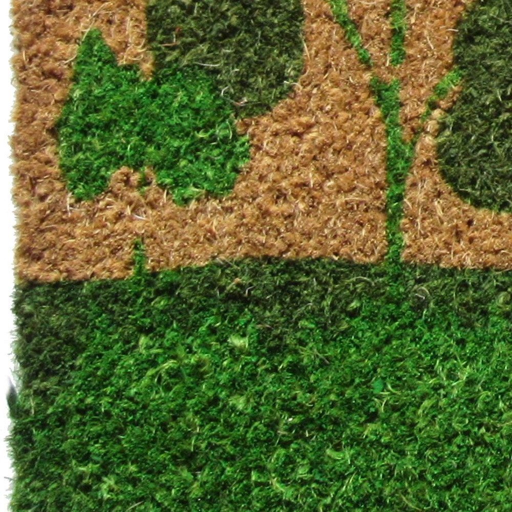18" X 30" Beige and Green Coir Trees Welcome Outdoor Door Mat HomeRoots
