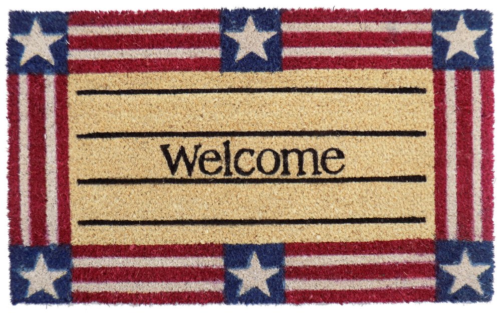 18" X 30" Red White And Blue Coir Patriotic Welcome Outdoor Door Mat HomeRoots