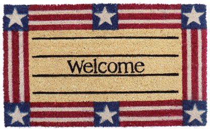 18" X 30" Red White And Blue Coir Patriotic Welcome Outdoor Door Mat HomeRoots