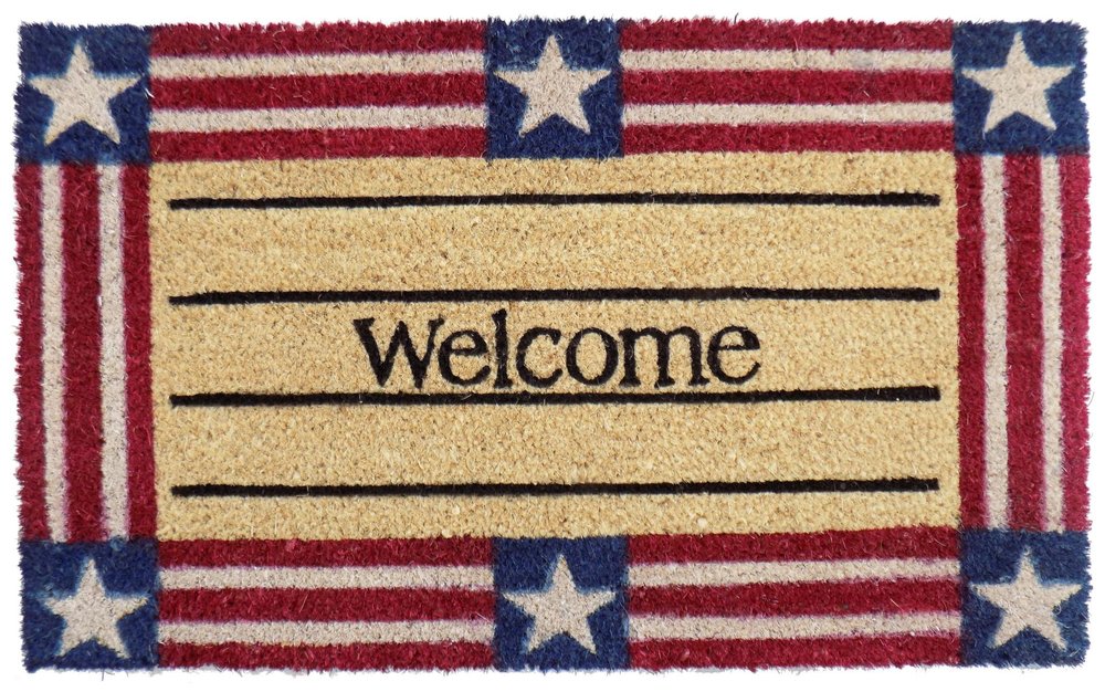 18" X 30" Red White And Blue Coir Patriotic Welcome Outdoor Door Mat HomeRoots