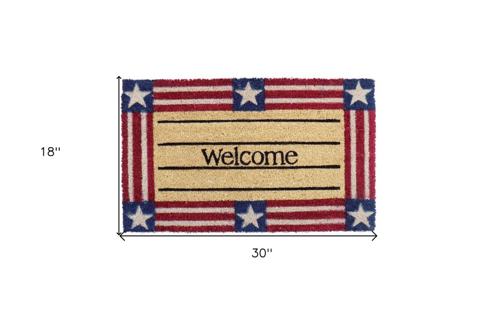 18" X 30" Red White And Blue Coir Patriotic Welcome Outdoor Door Mat HomeRoots