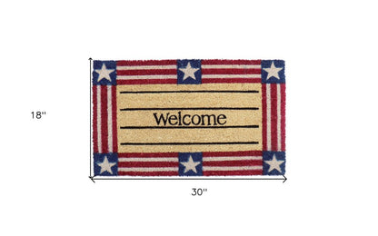 18" X 30" Red White And Blue Coir Patriotic Welcome Outdoor Door Mat HomeRoots